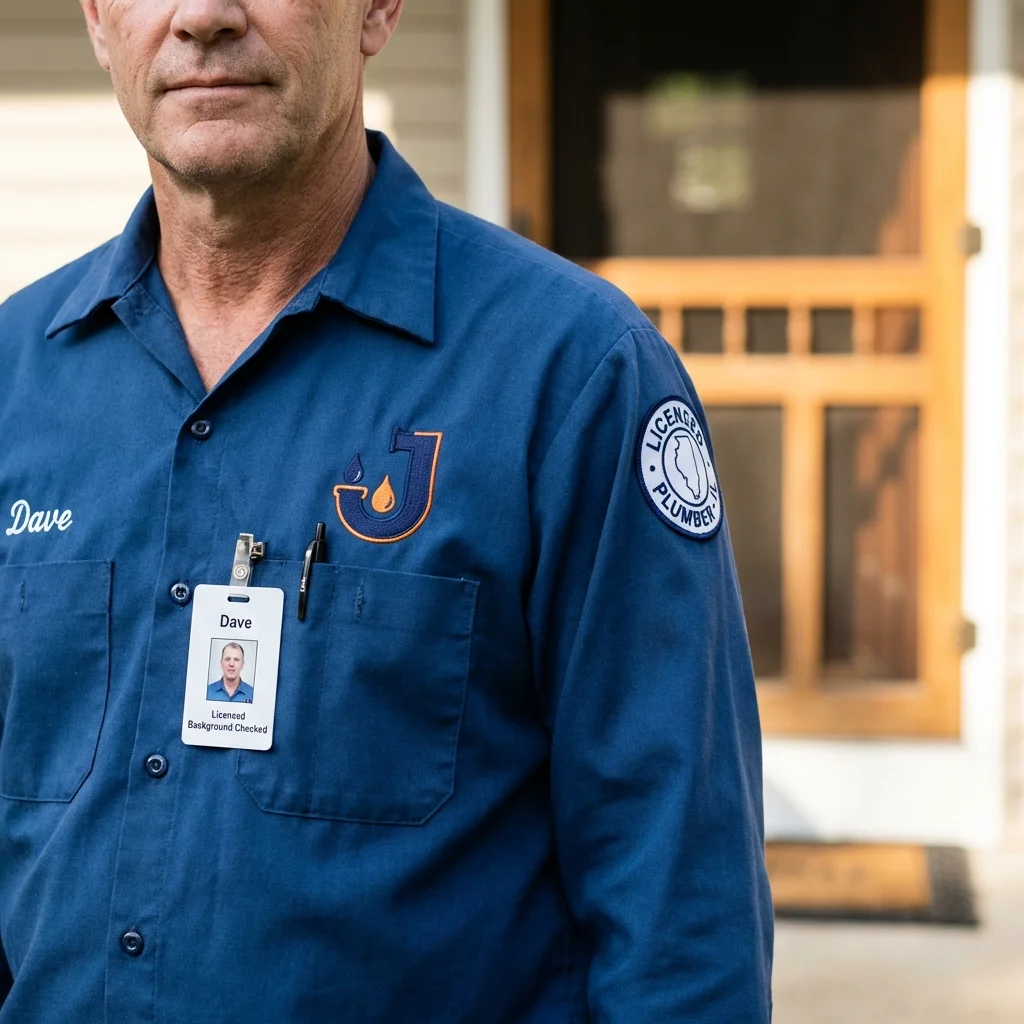 Licensed plumber showing ID badge in Ashland, MS